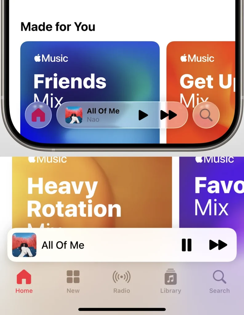 Liquid Glass no iOS 26 transforma visual do iPhone em comparação ao iOS 18